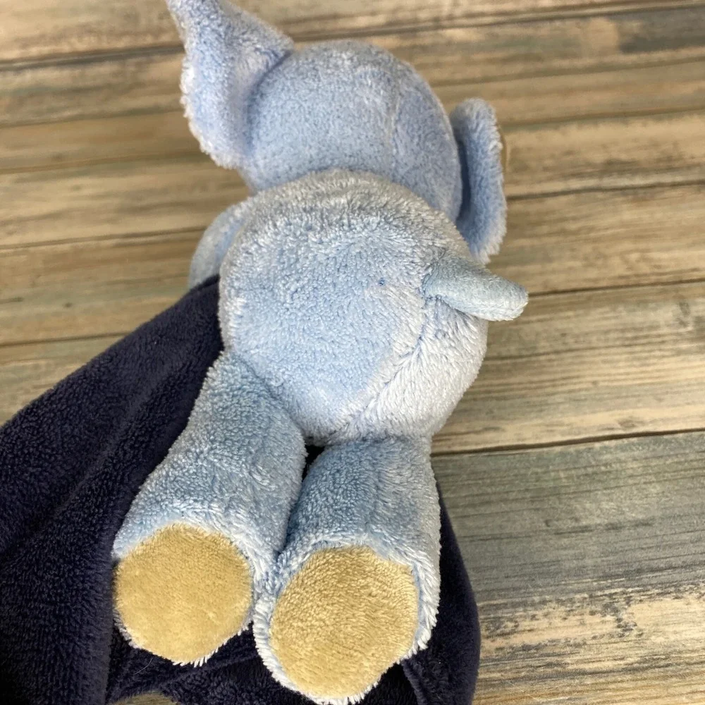 Carters Baby Lovey Elephant Plush Rattle Small Navy Blue Security Blanket